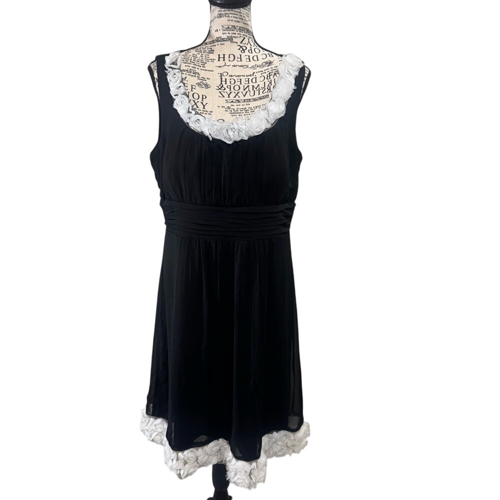Signature by Sangria Black Dress with White Label Detail